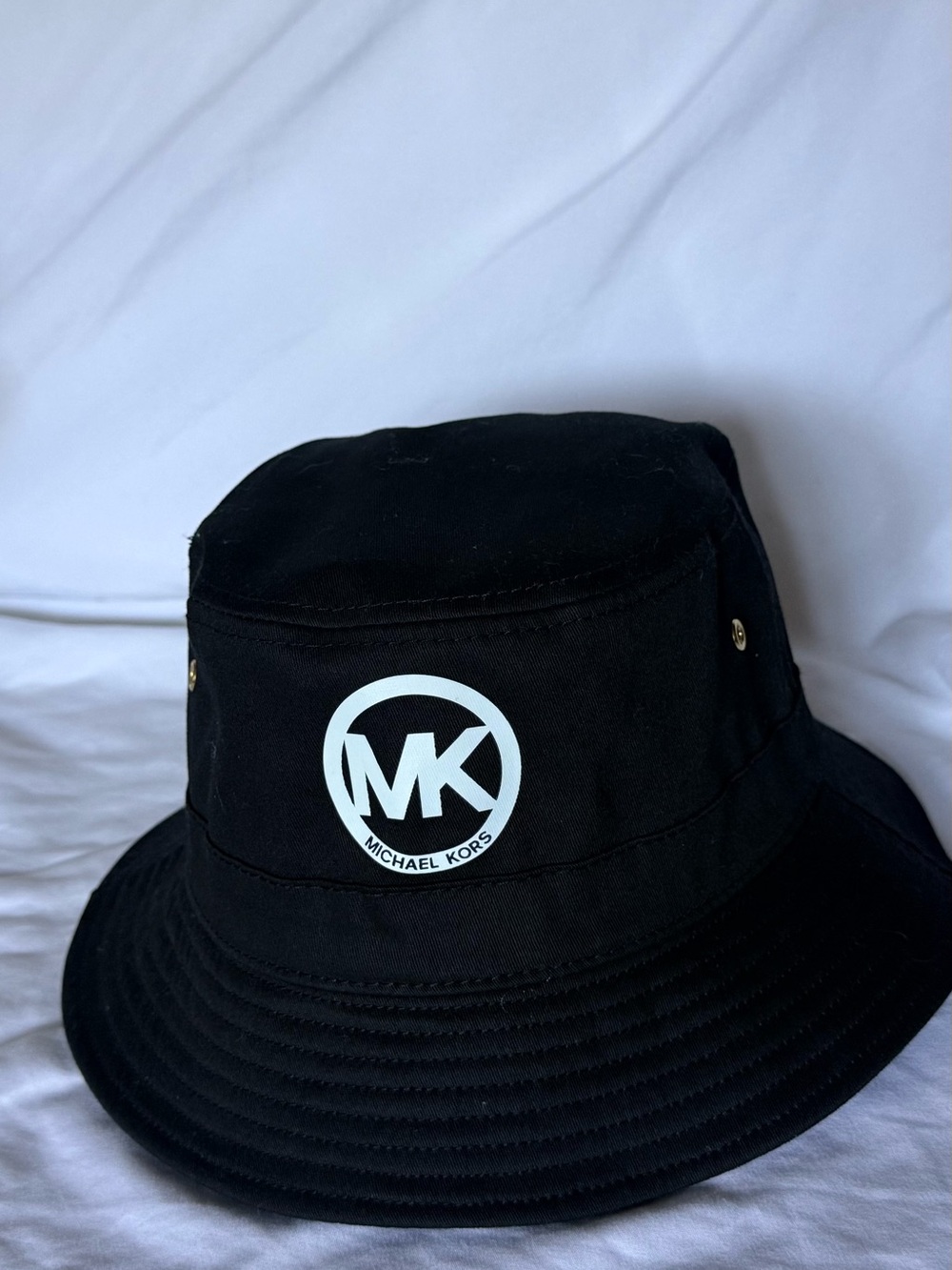 MICHAEL Michael Kors Black Bucket Hat with White MK Logo